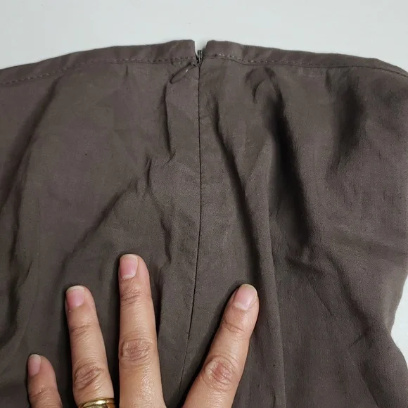 Theory Ellen Linen Blend Tiered Midi Dress Size 4 Brown Neutral Flowy Beachy - Picture 9 of 16